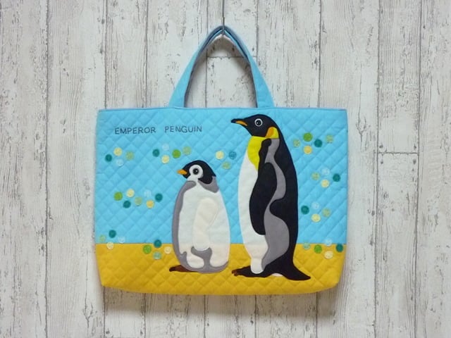 レッスンバッグ・エンペラーペンギン(サックス×黄)キルティング