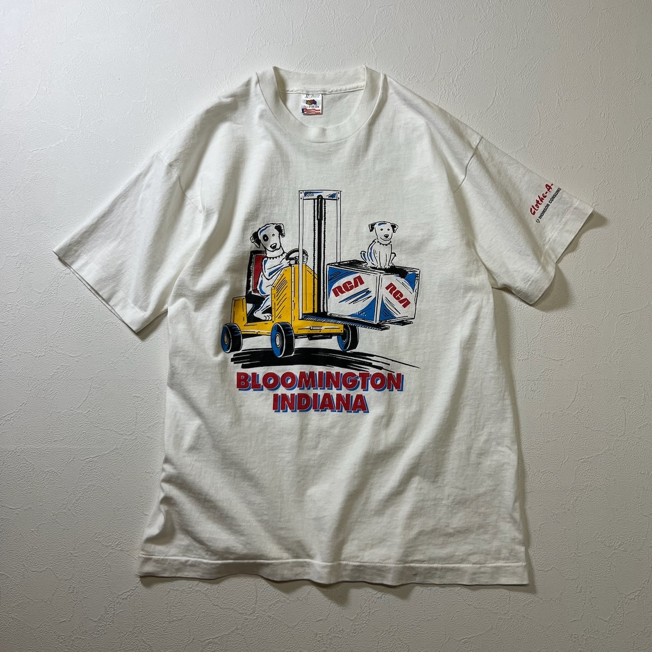 90s USA RCA victor シングルステッチ 企業系 ニッパー君 Tシャツ ホワイト L 古着