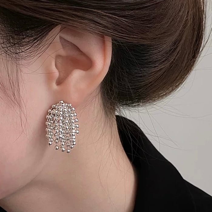 ドロップデザイン シルバーカラー ピアス YH9677