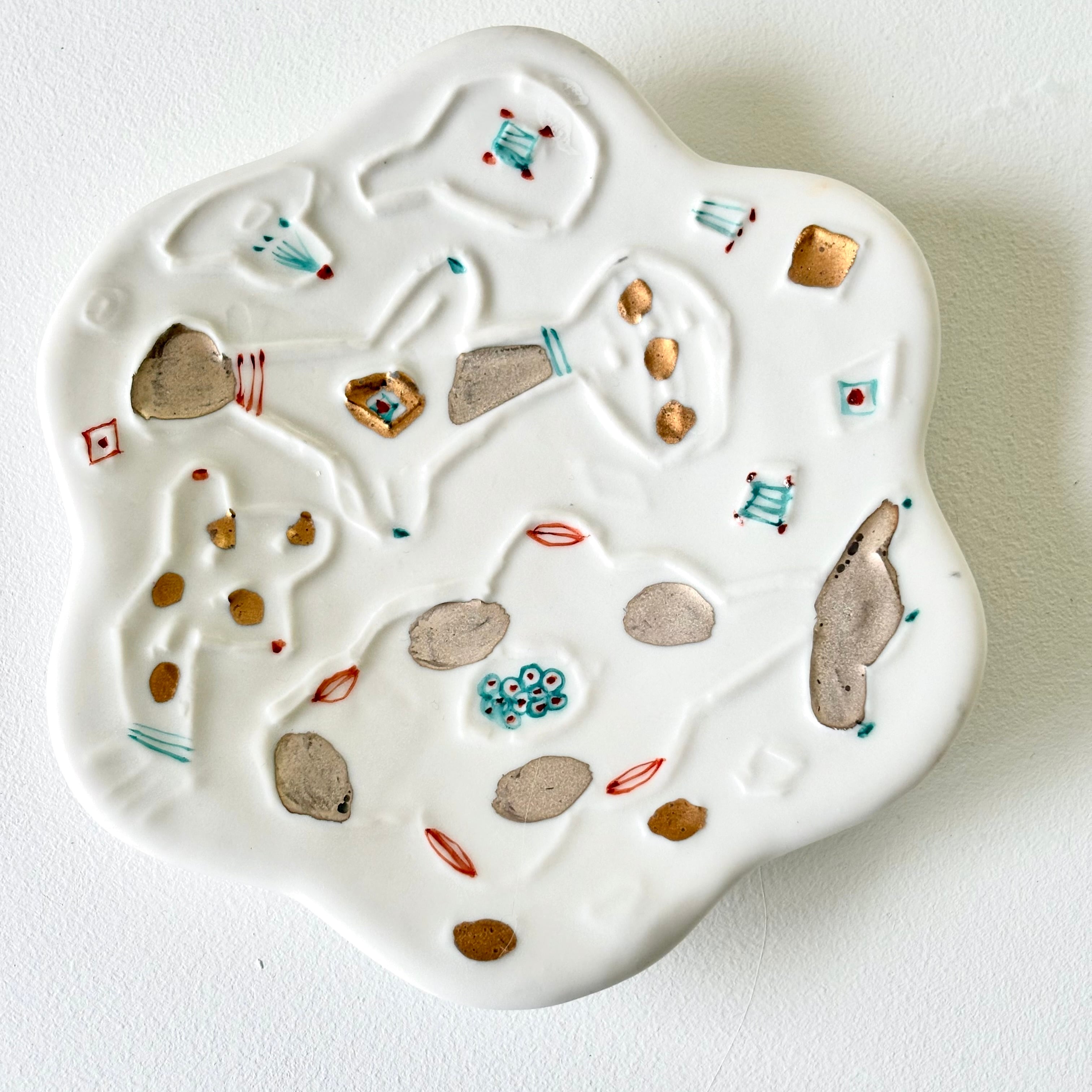 浜坂尚子　お花皿金銀