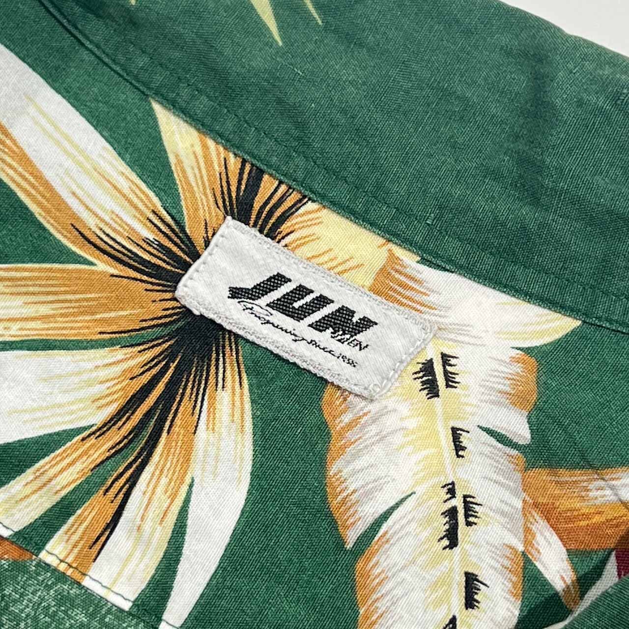 80s JUNMEN ジュンメン ボタニカル レーヨン 半袖 アロハシャツ