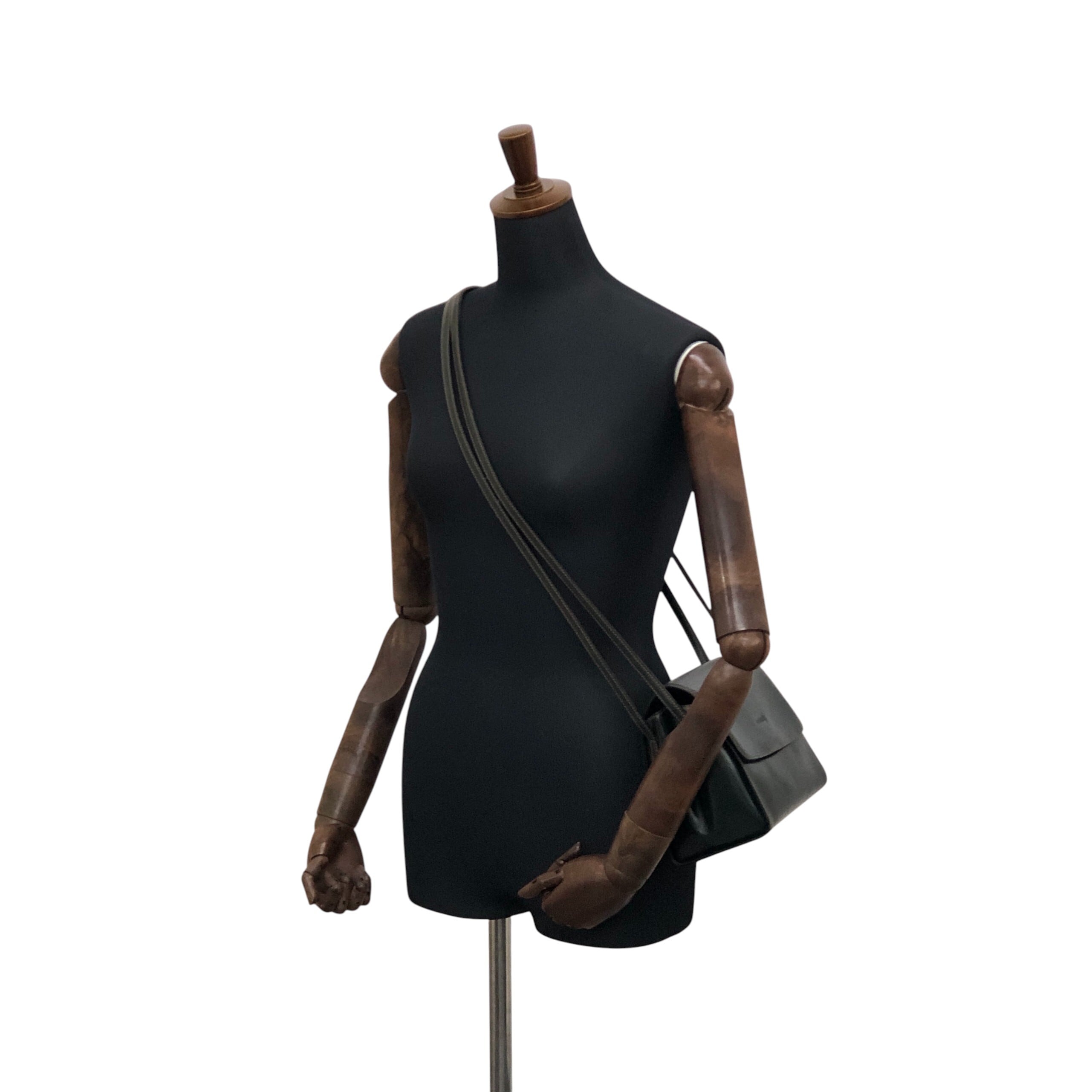 LOEWE ロエベ ショルダーバッグ ダークグリーン ロゴ レザー vintage