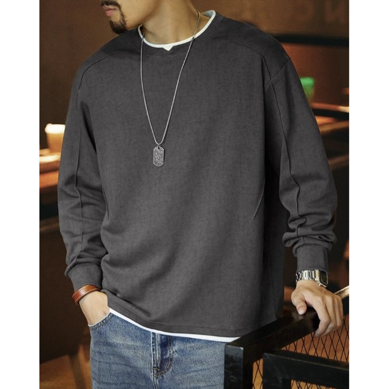 フェイクレイヤードスウェットシャツ 10245