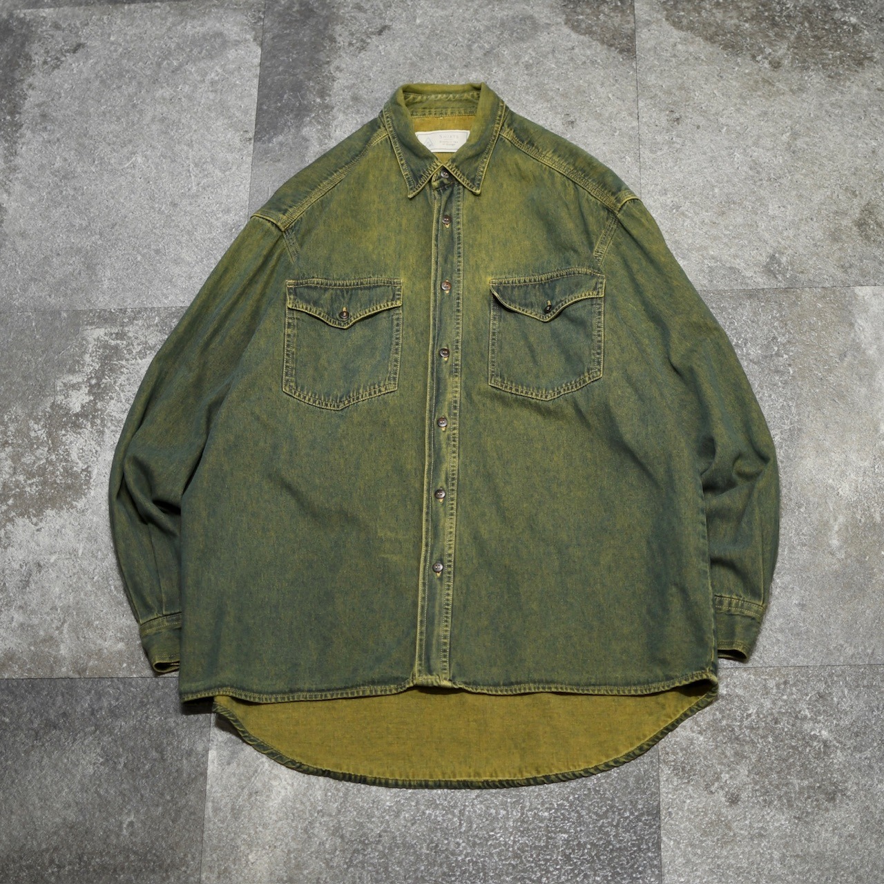 faded design denim shirt