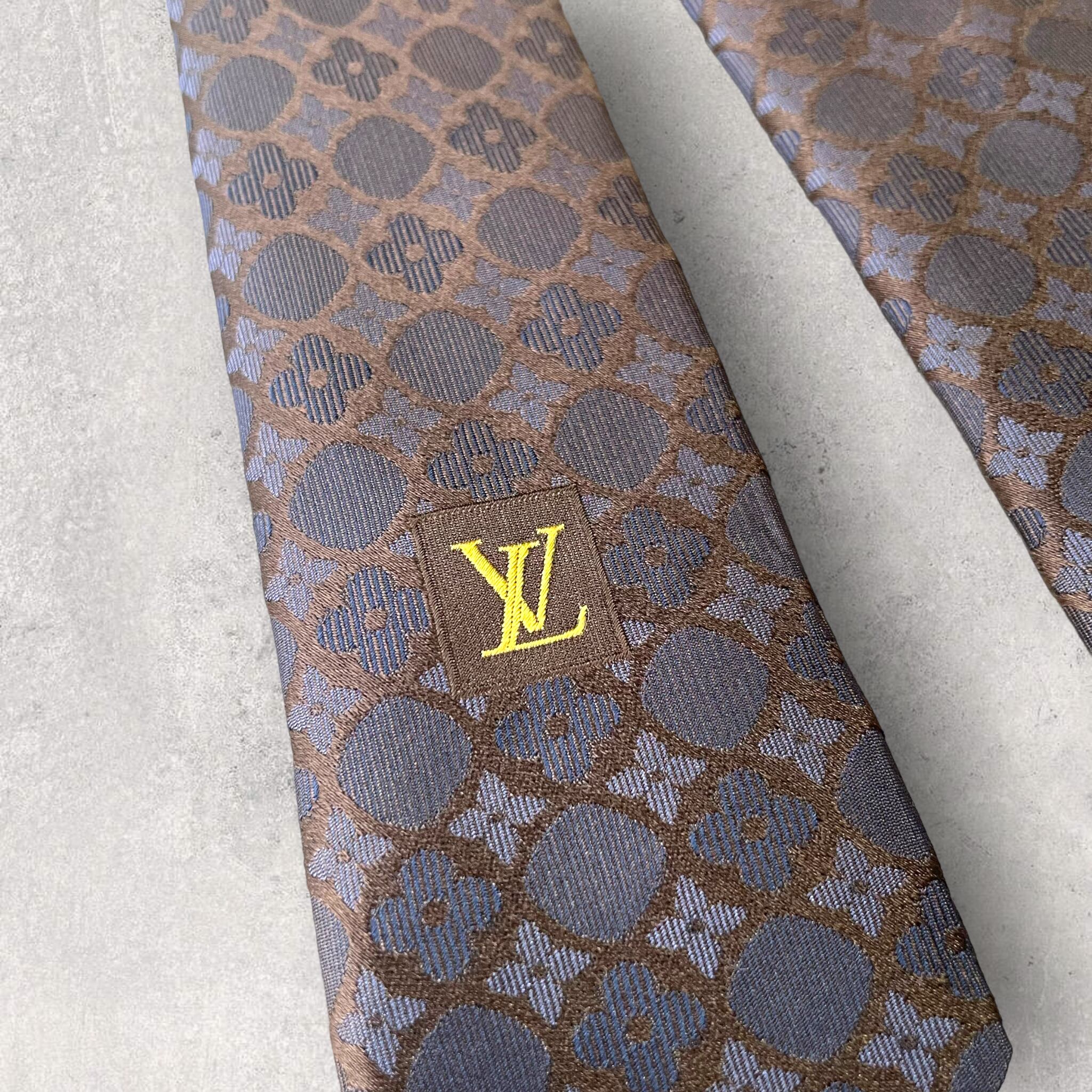 美品 LOUIS VUITTON ルイヴィトン モノグラム 花柄 ネクタイ 茶 | 古着