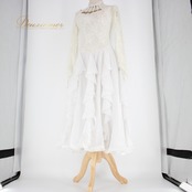 社交ダンス 衣装 スタンダード ドレス ワンピース パーティ衣装 女性用 レディース オールシーズン 白 prima boutique プリマブティック ホワイト系 フロート付き ラインストーン スパンコール 軽やか おしゃれ エレガント ビーズ装飾 ウエスト調整可能 舞台衣装 ダンスウェア フォーマル ドレッシー コスチューム