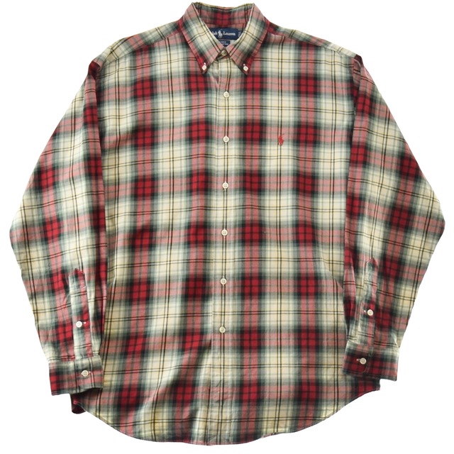 1990's "Ralph Lauren" Ombre Check Cotton Shirt BLAKE / 90年代 ラルフローレン  オンブレチェック BDシャツ シャドーチェック 90s ヴィンテージ ビンテージ | marron vintage