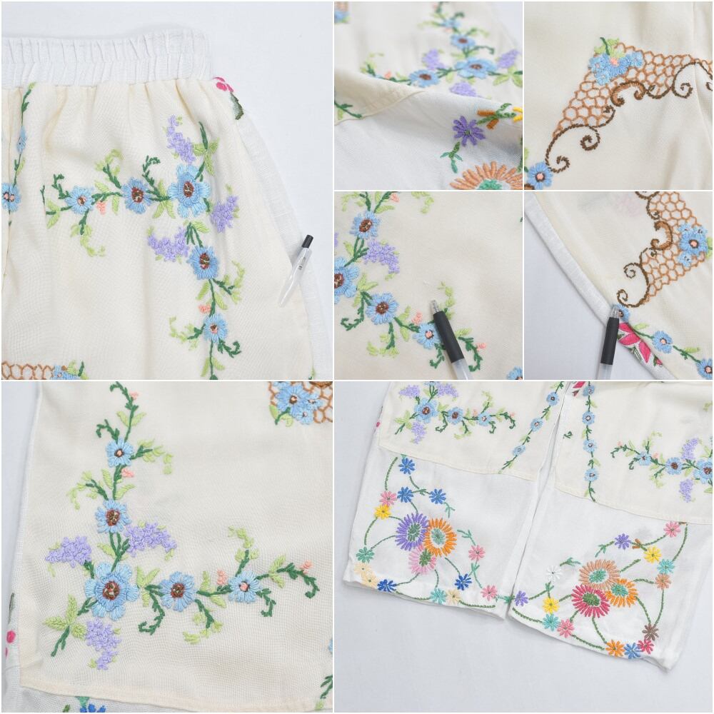 Remakeリメイク 再構築 パッチワーク&フラワー刺繍 デザイン ルーズ
