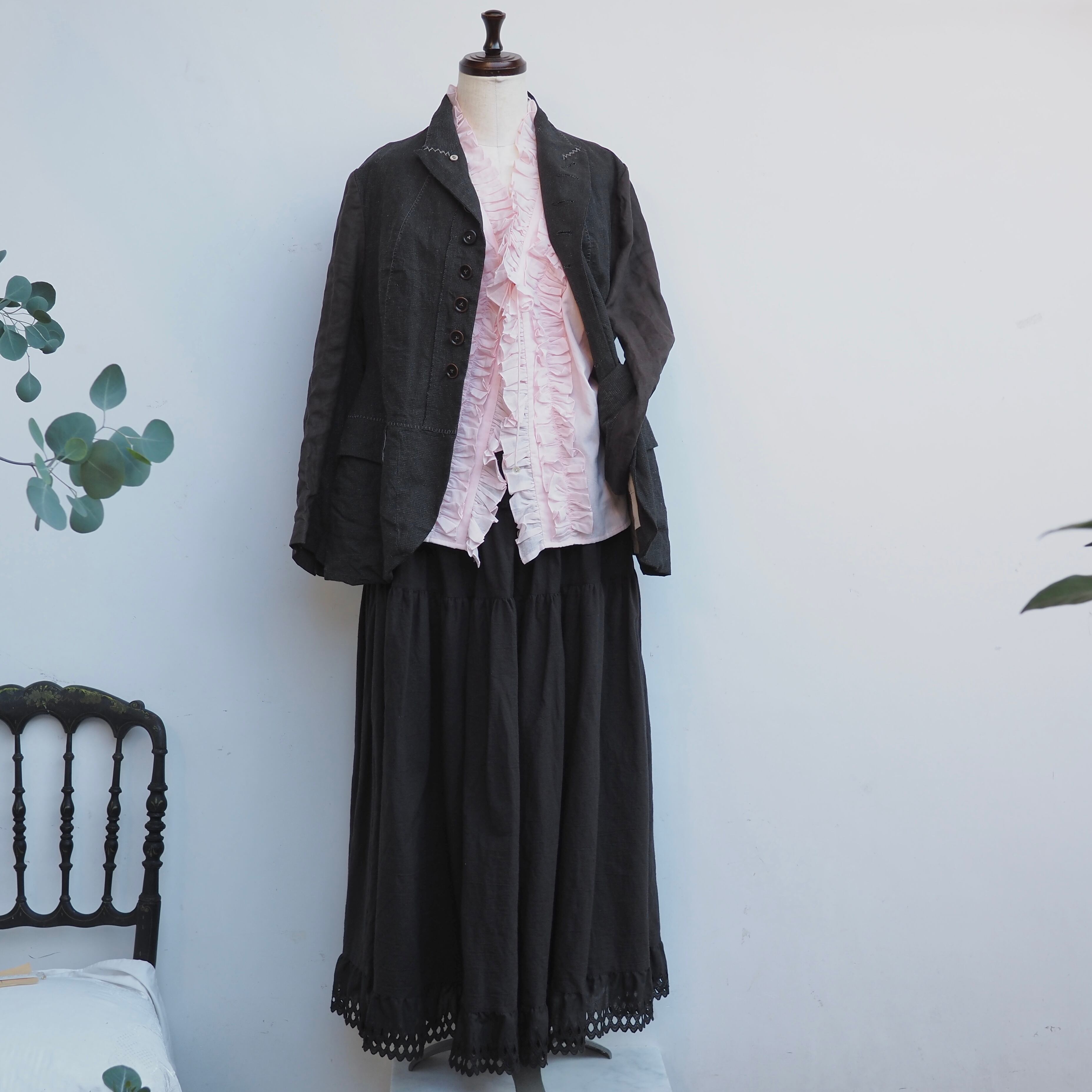 BUNON/Double Frill Cape/フリルケープ(black・ecru)