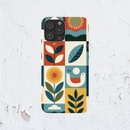 受注生産 iPhoneケース チェックパネルと花の民芸柄｜花モチーフ FMSY050C