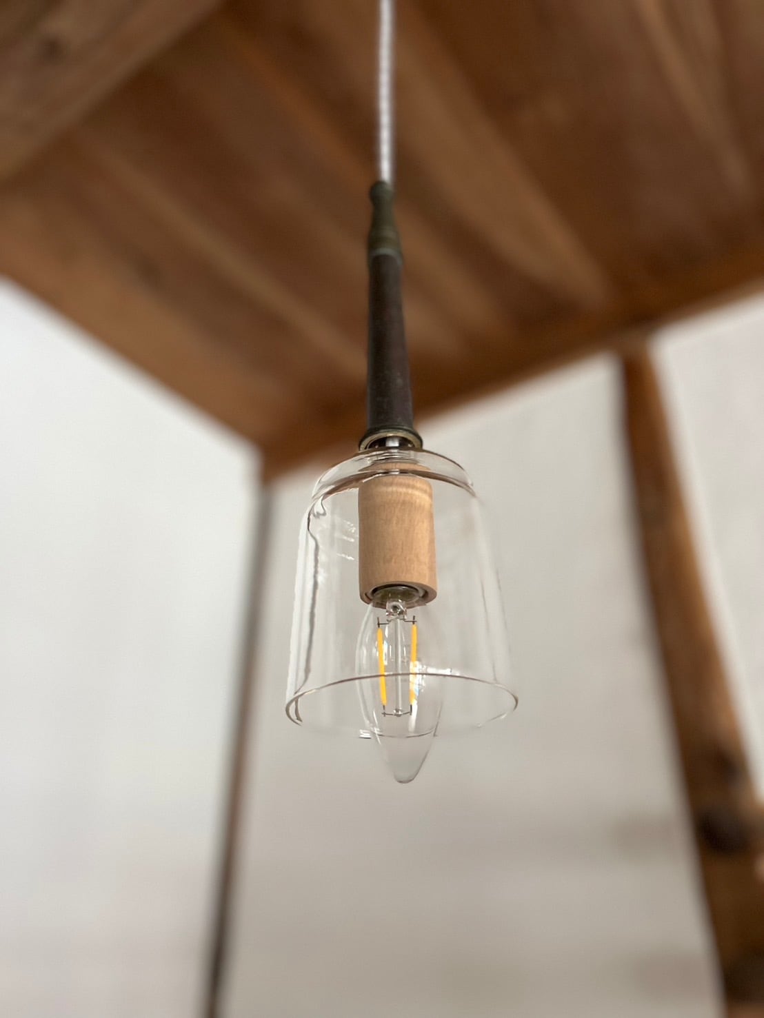 ガラスロートと銅筒のペンダントライト | mingu gallery