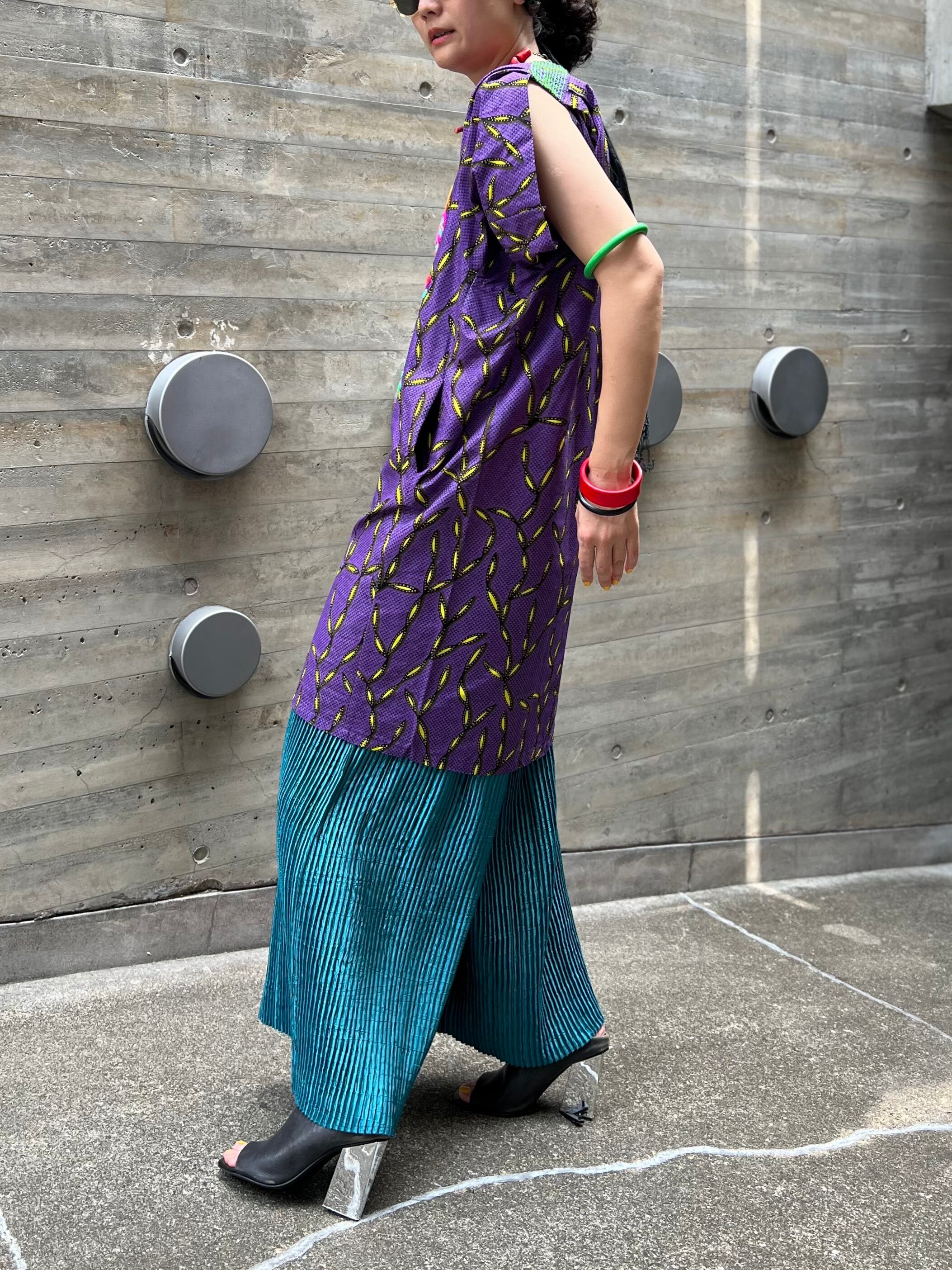 THAILAND × African batik embroidery cotton embroidery dress ( タイ
