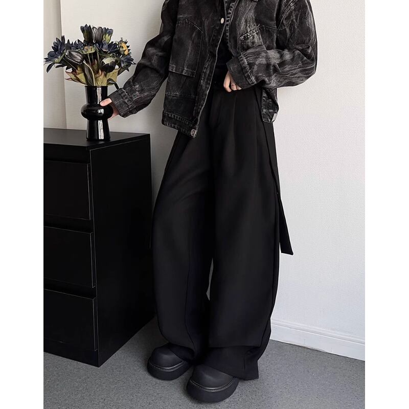 loose fit belted wide-leg pants mr0673