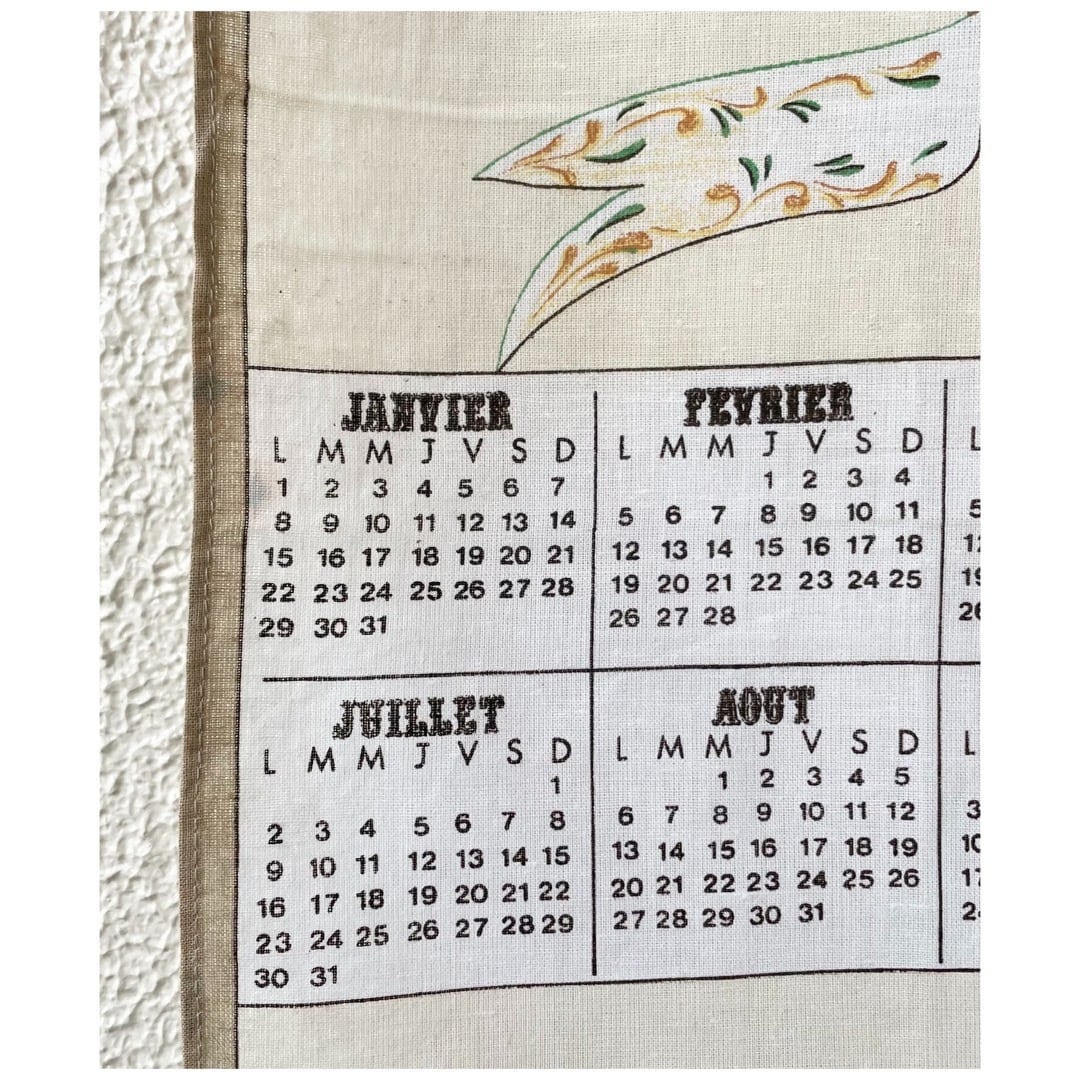 フランス買付 ヴィンテージ ファブリックカレンダー クロス