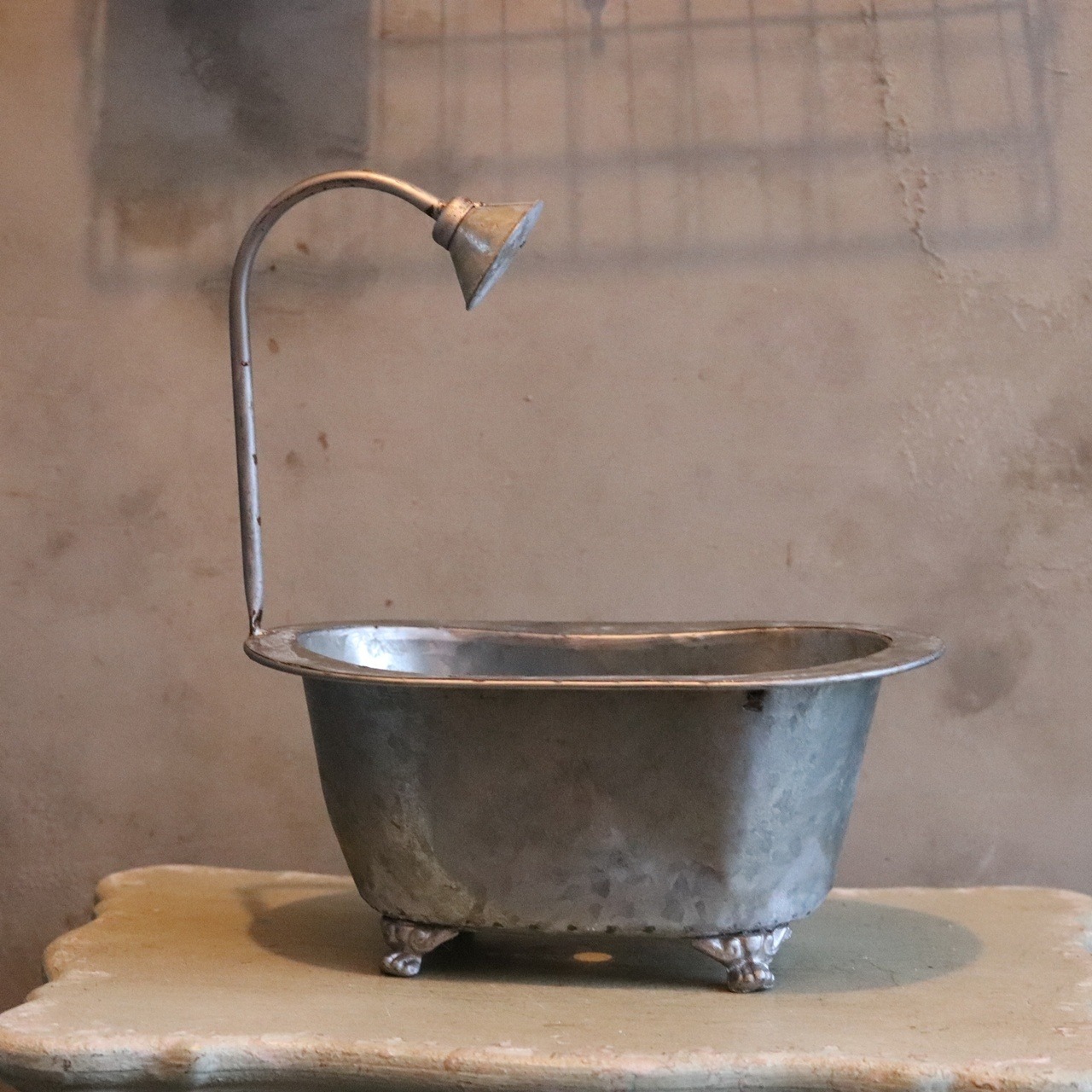 ブリキ植木鉢 　ブリキバスタブポットL　シャビーシック　オシャレ　4066