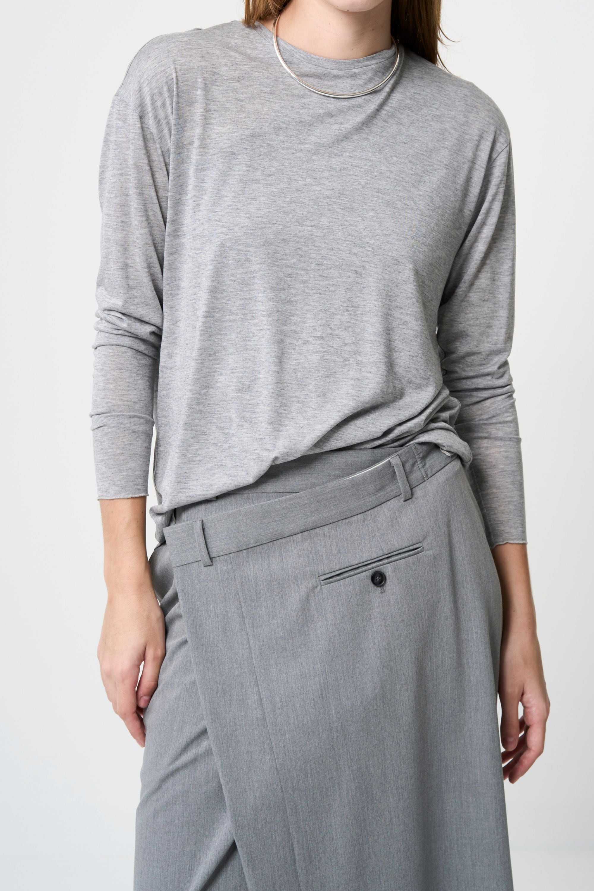 Sheer back open T-shirt - GRAY | seven dot - ライフスタイル