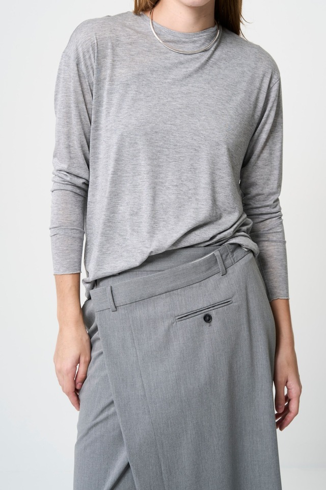 2way Sheer back open T-shirt - GRAY