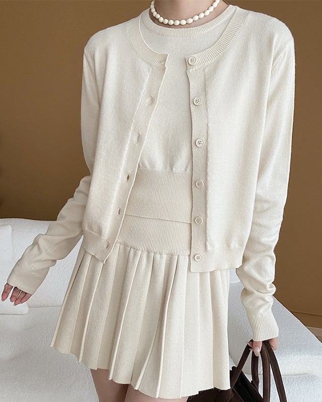 プリーツニットスリーピースセット(3 colors) 24WP09013