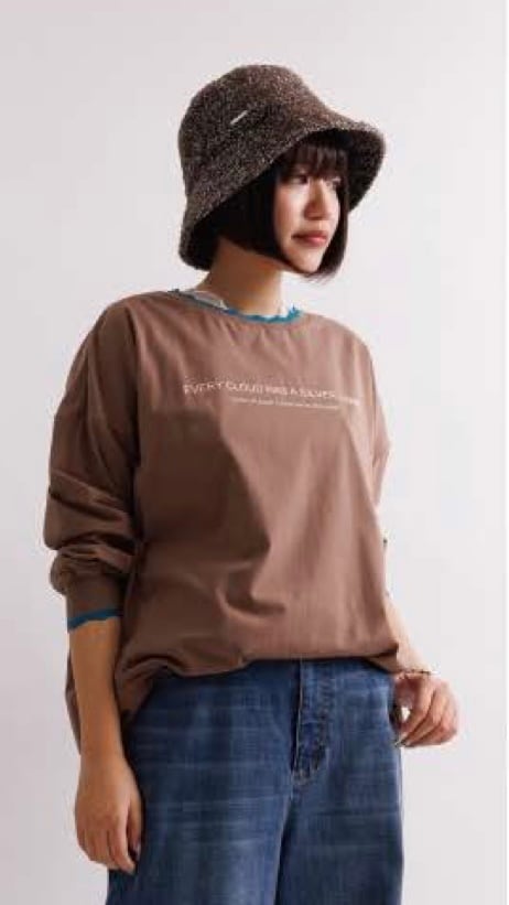 2月予約 ayane 襟ぐりニットロゴロンT No.816308 オフホワイト グレー ブラック 9号 Mサイズ アヤン セットアップ対応