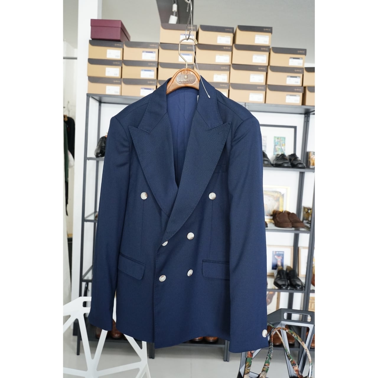 ダブルジャケット ネイビーブレザー M程度|NA358