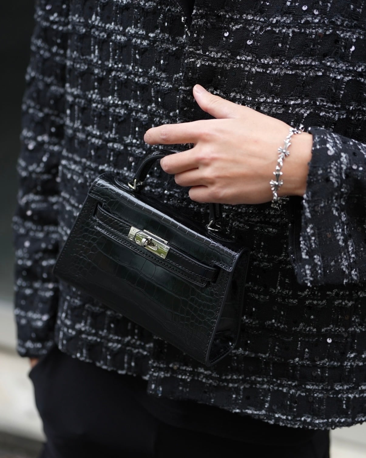 BELINDA クロコ型押し ショルダーバッグ