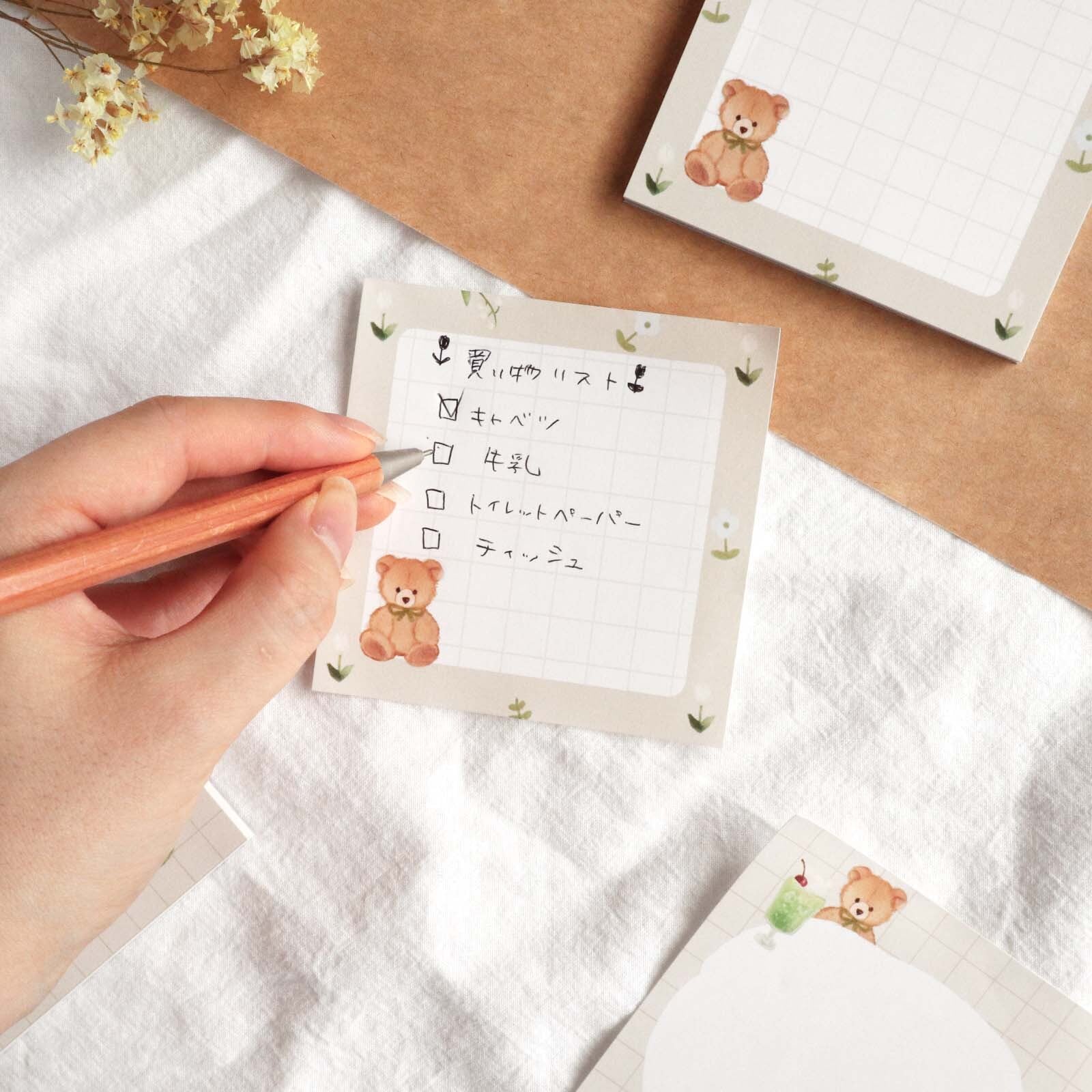 くまのメモ帳 green&white | teplopolka｜くまのほっこりグッズ 紙雑貨
