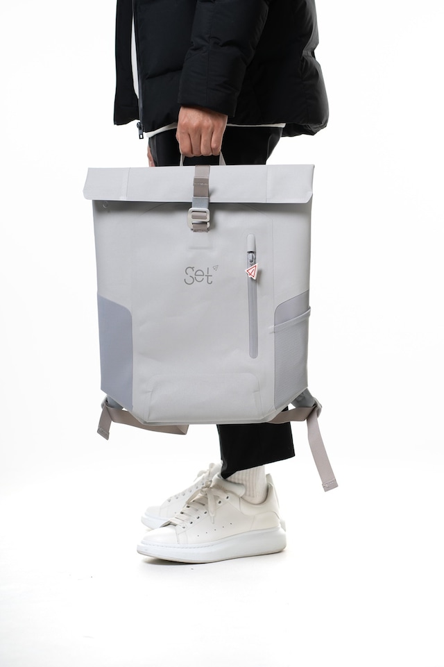 Get Set Waterproofbag Rolltop Grey (ロゴファスナー)