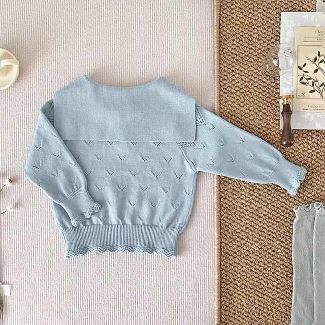 【取寄】流行りのリボンがポイントのハイセンスセーラー襟ニットトップス