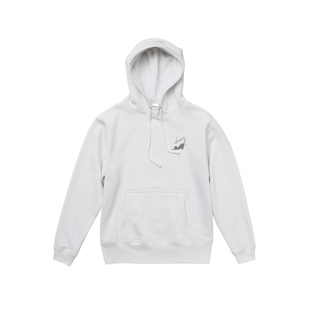 drowsy.. CAT LOGO EMBROIDERY HOODIE / 25AW / WH
