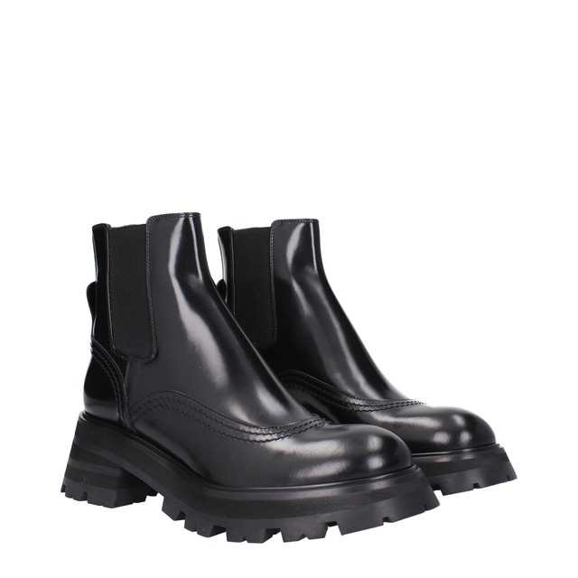 【新品】ALEXANDER MCQUEEN アレキサンダーマックイーン レディース アンクルブーツ レザー ブラック 666368WHZ841000
