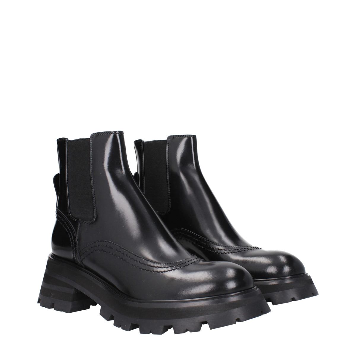 【新品】ALEXANDER MCQUEEN アレキサンダーマックイーン レディース アンクルブーツ レザー ブラック 666368WHZ841000