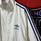 00s adidas ナイロンジャケット トレフォイル刺繍 袖ライン ホワイト