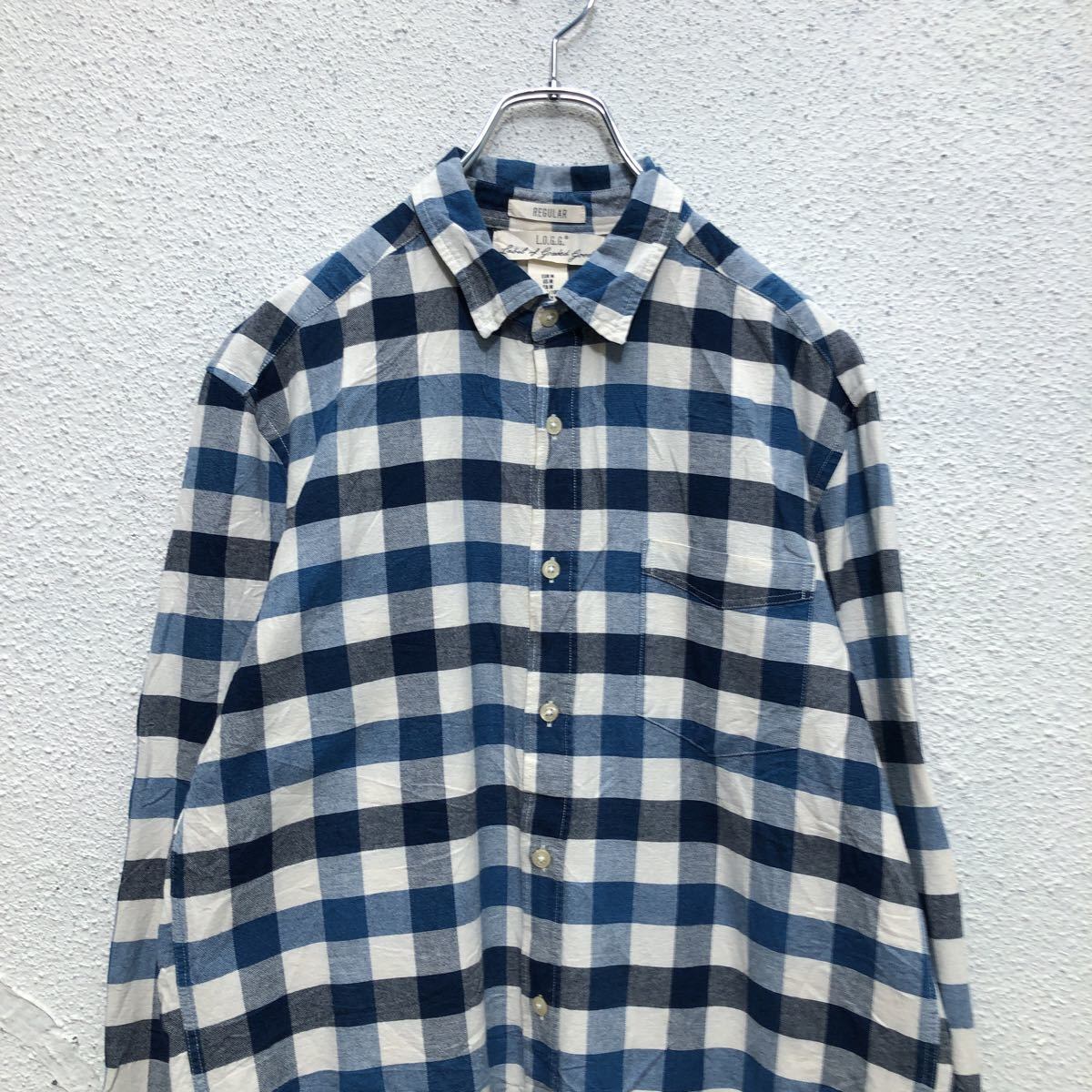 H&M L.O.G.G. 長袖 チェック柄 シャツ M ブルー ホワイト H&M L.O.G.G. 長袖 チェック柄 シャツ M ブルー ホワイト