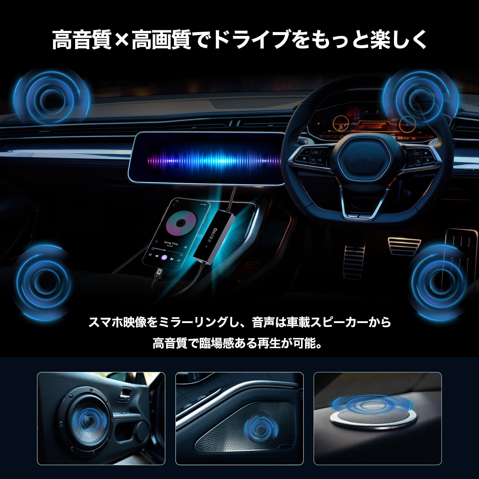 ミラータッチカーアダプター 車載ミラーリング iPhone/Android対応 AN
