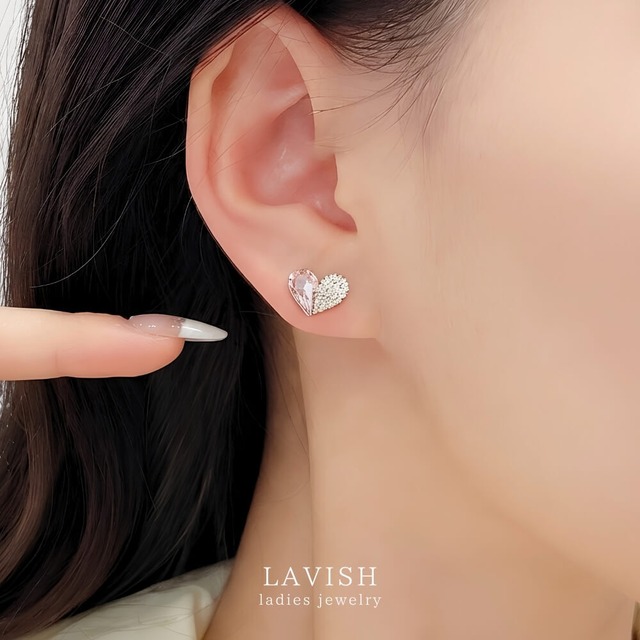 ジルコニアハート ピアス  ｜ 両耳セット レディース