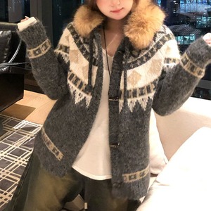 Trendy duffle coat with fur collar(ME035)