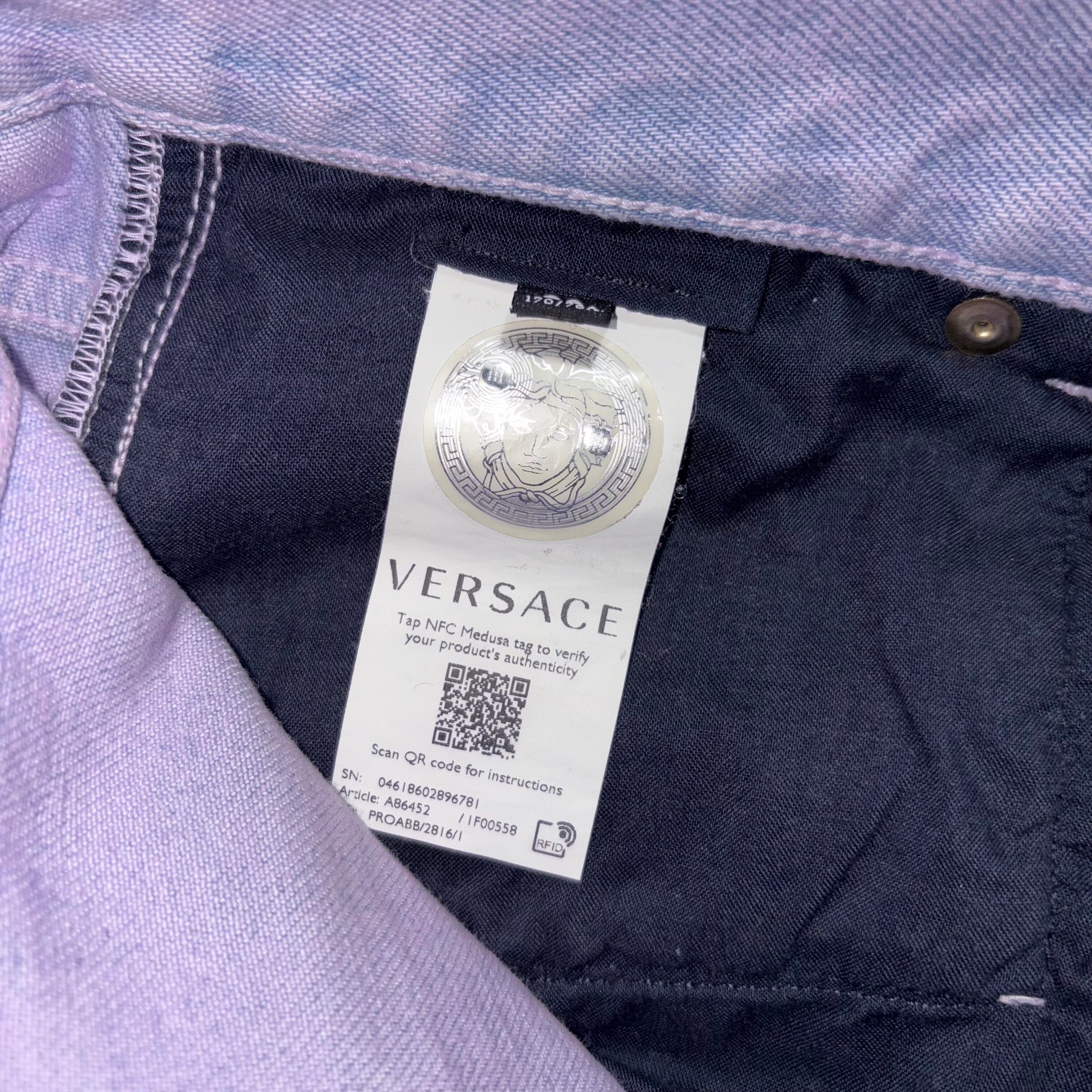 VERSACE lavender color denim pants | NOIR ONLINE