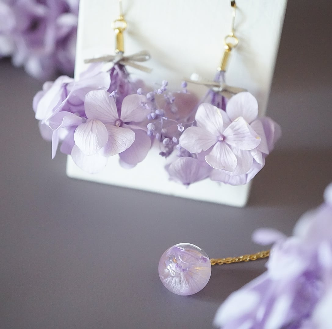 アジサイのハーバリウムネックレス(パープル) | hanataba