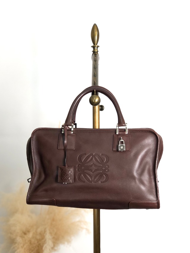 LOEWE ロエベ アマソナ36 ハンドバッグ ブラウン カデナ レザー ボストン vintage ヴィンテージ オールド a3rpfj
