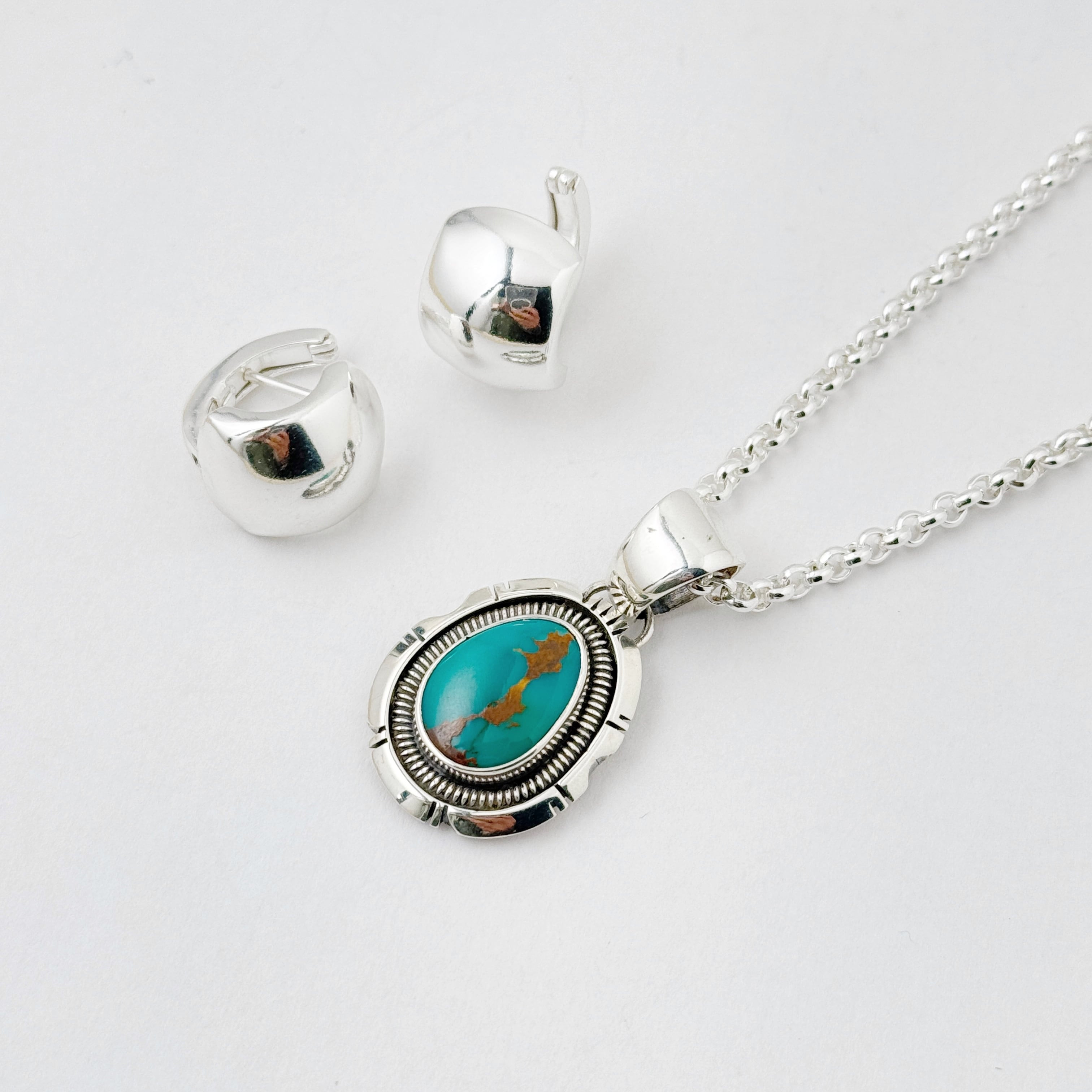 Indian Jewelry 》ロイストン ターコイズ 一点物 ペンダント