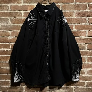 【Caka act3】Special Embroidery Vintage Loose Black Western Shirt