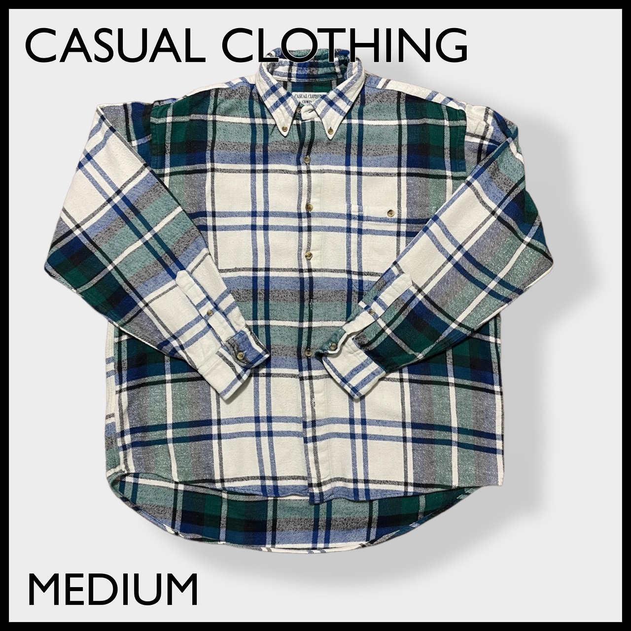 【CASUAL CLOTHING】ネルシャツ 長袖シャツ ヘビーネル 厚手ネル フランネル チェック ボタンダウン マルチカラー L US古着