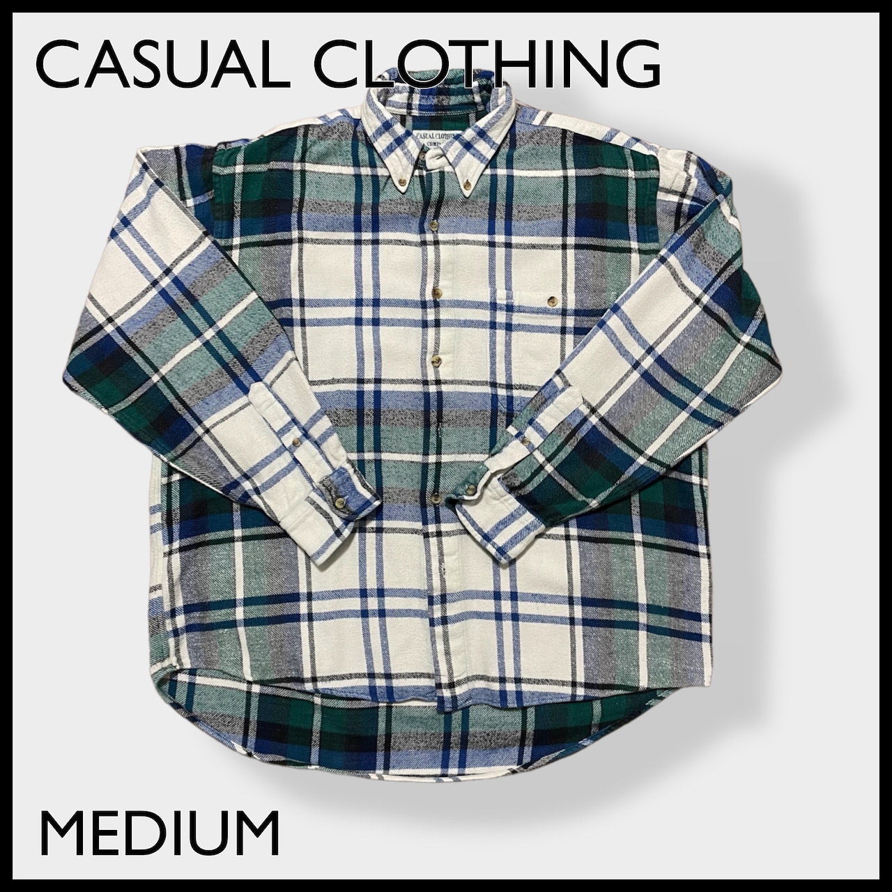 【CASUAL CLOTHING】ネルシャツ 長袖シャツ ヘビーネル 厚手ネル フランネル チェック ボタンダウン マルチカラー L US古着