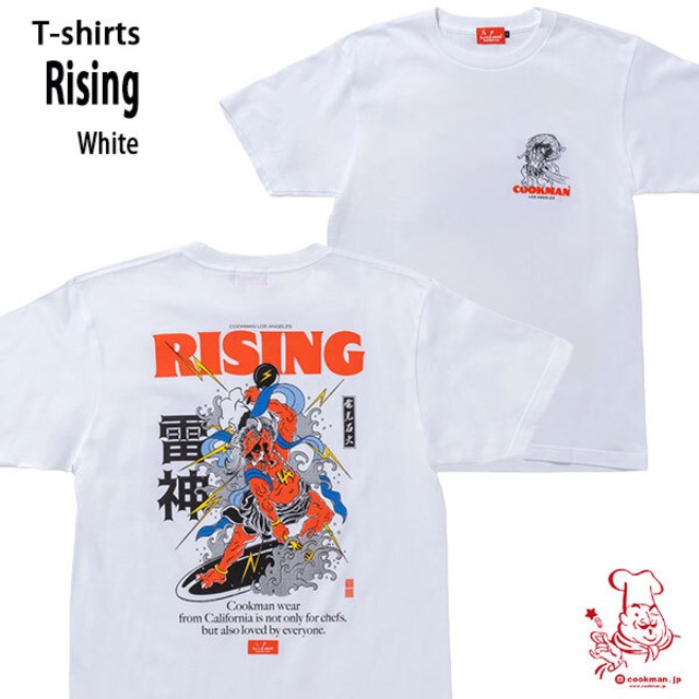 Rising T-shirts White 雷神 Cockman クックマン Tシャツ ホワイト UNISEX 男女兼用 アメリカ
