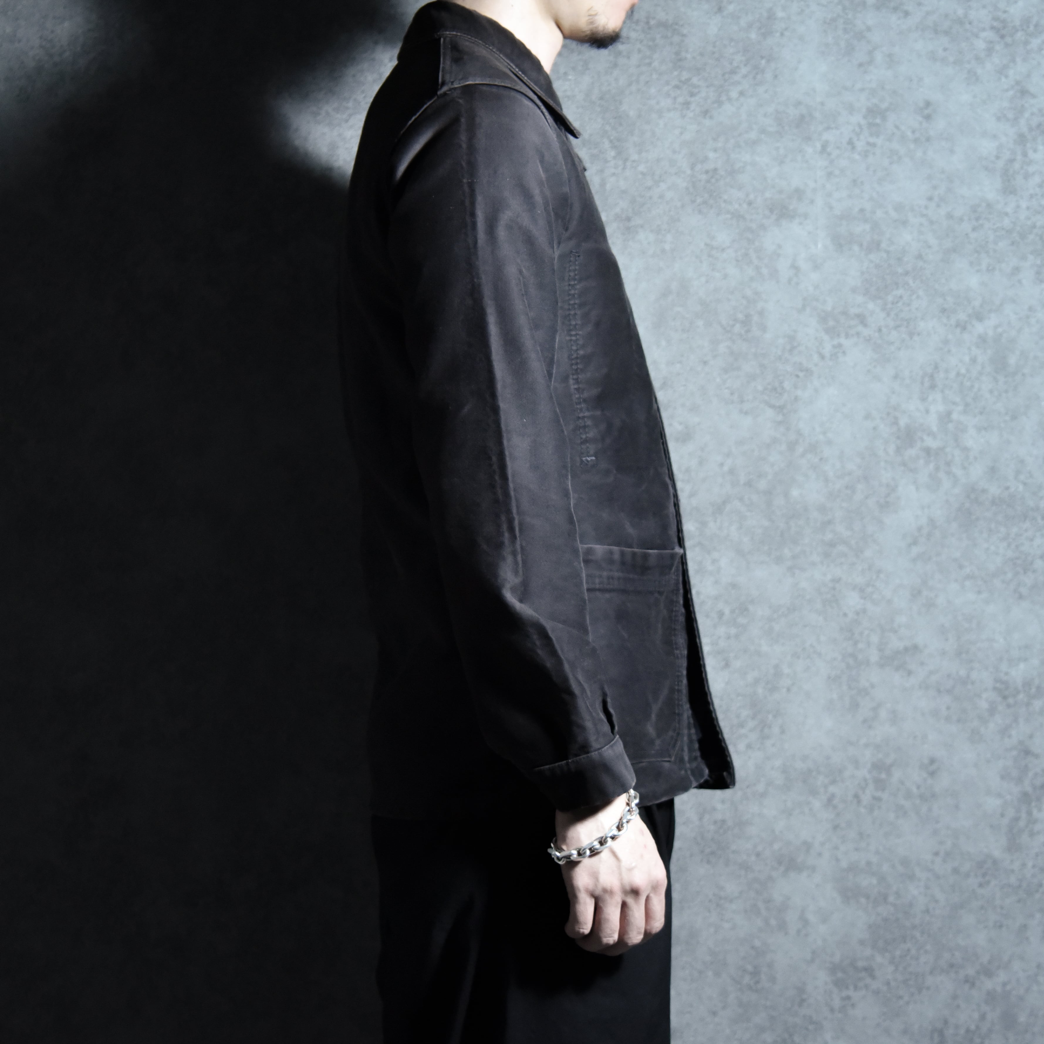 60s French Work Black Moleskin Jacket ブラック モールスキン