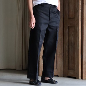 「備中備後」 T/C STA-PREST Twill TEXAS Work Wide Tapered Easy Pants　Black