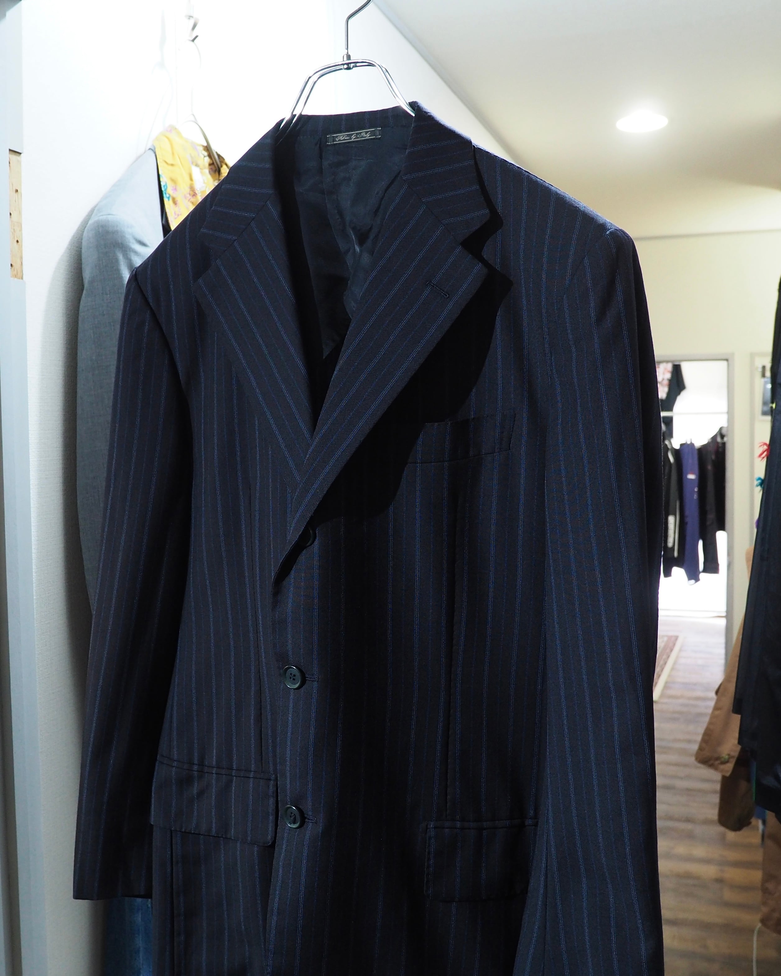 " Artigianale × Ermenegildo Zegna " Beautiful Dark Blue Pinstripe Tailored jacket (woven in italy)