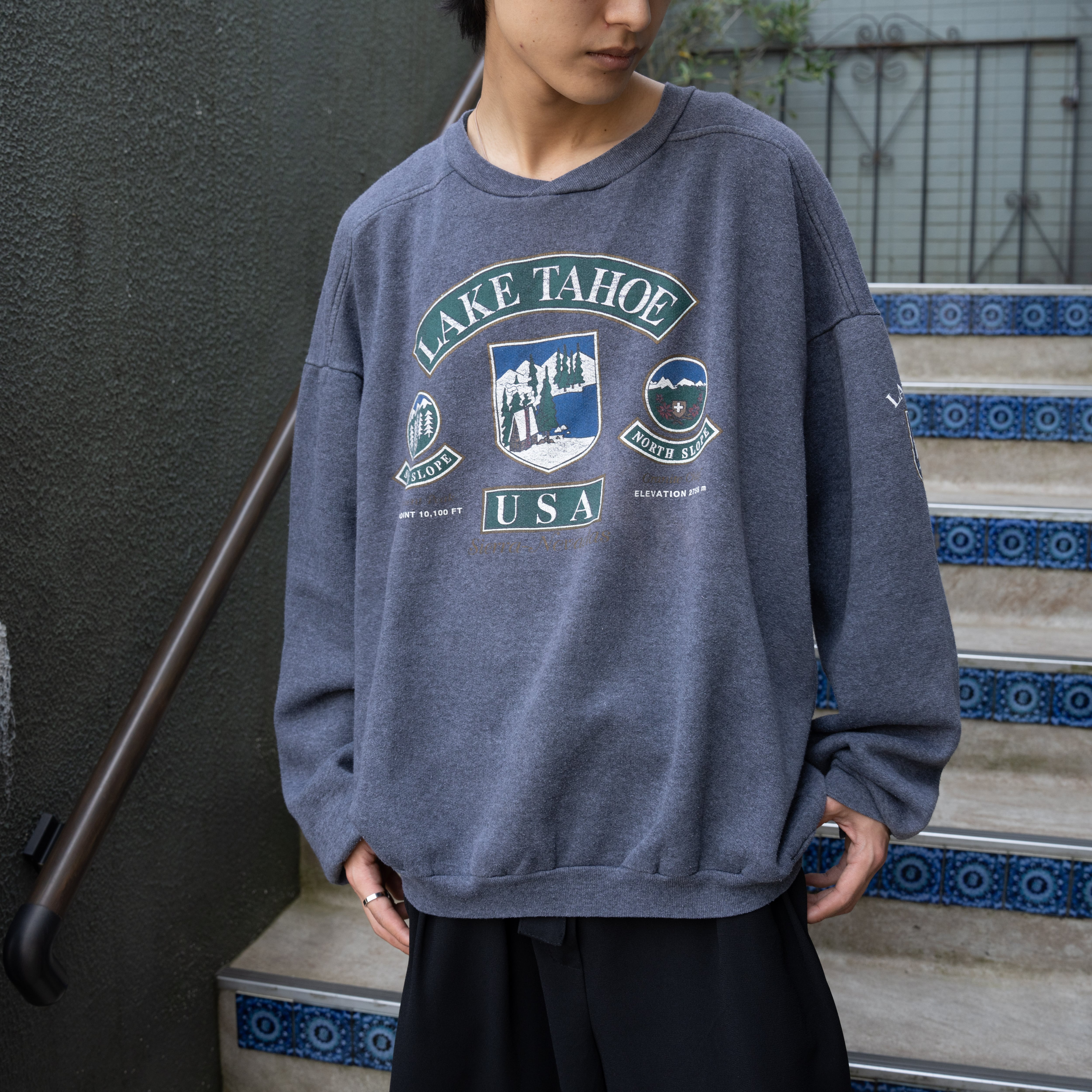 90年代 USA製 SEA DOG SPORTSWEAR アート プリントスウェット メンズM