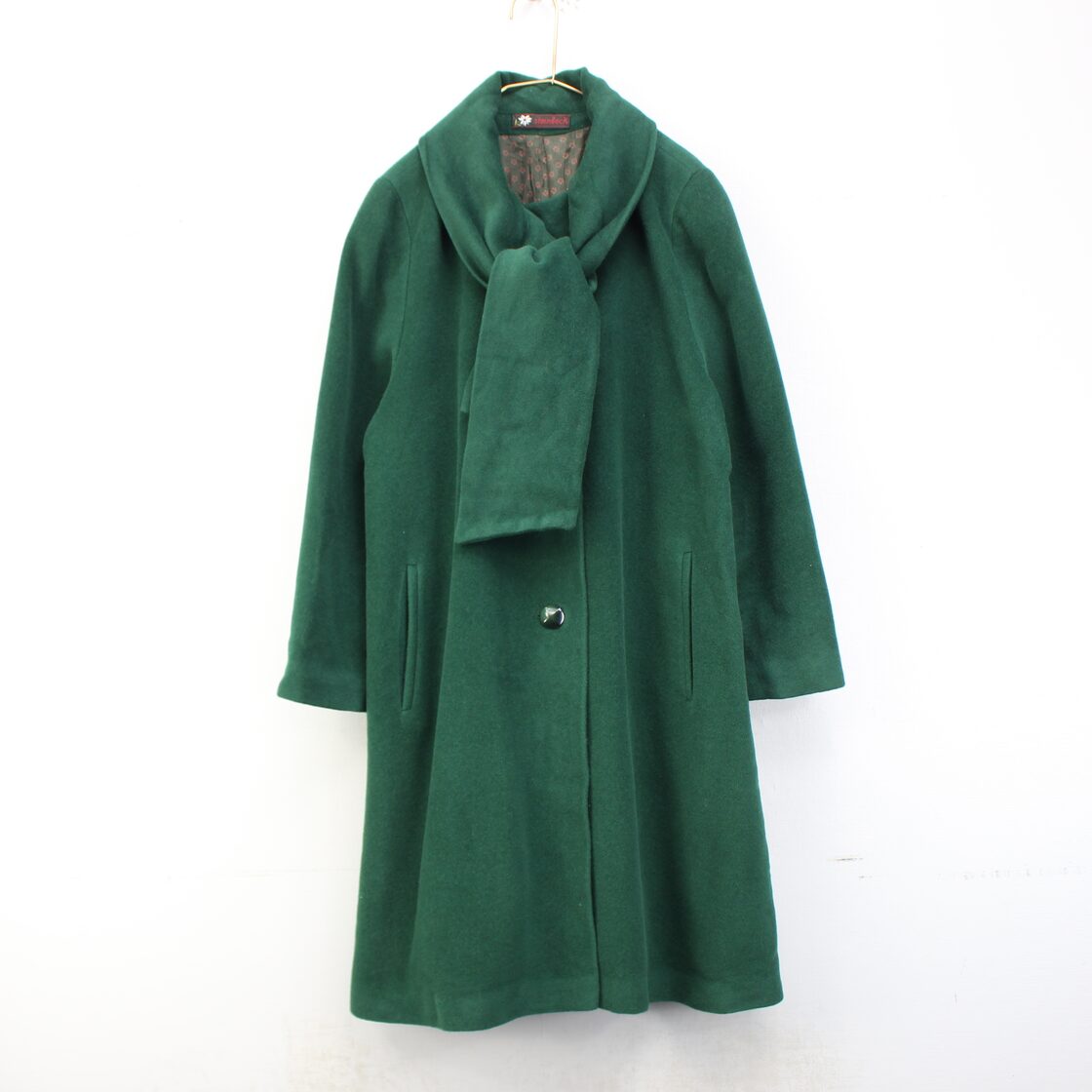 EU VINTAGE steinbock SCARF COLLAR DESIGN WOOL TYROLEAN LONG COAT 