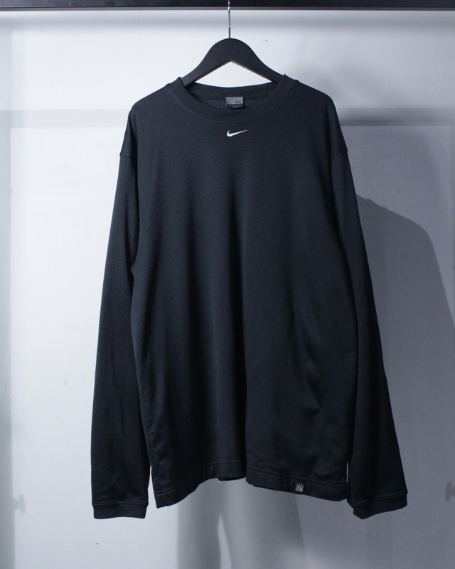 【Caka BLACK】“NIKE”Small Logo × Swiching Design L/S Mesh Shirt